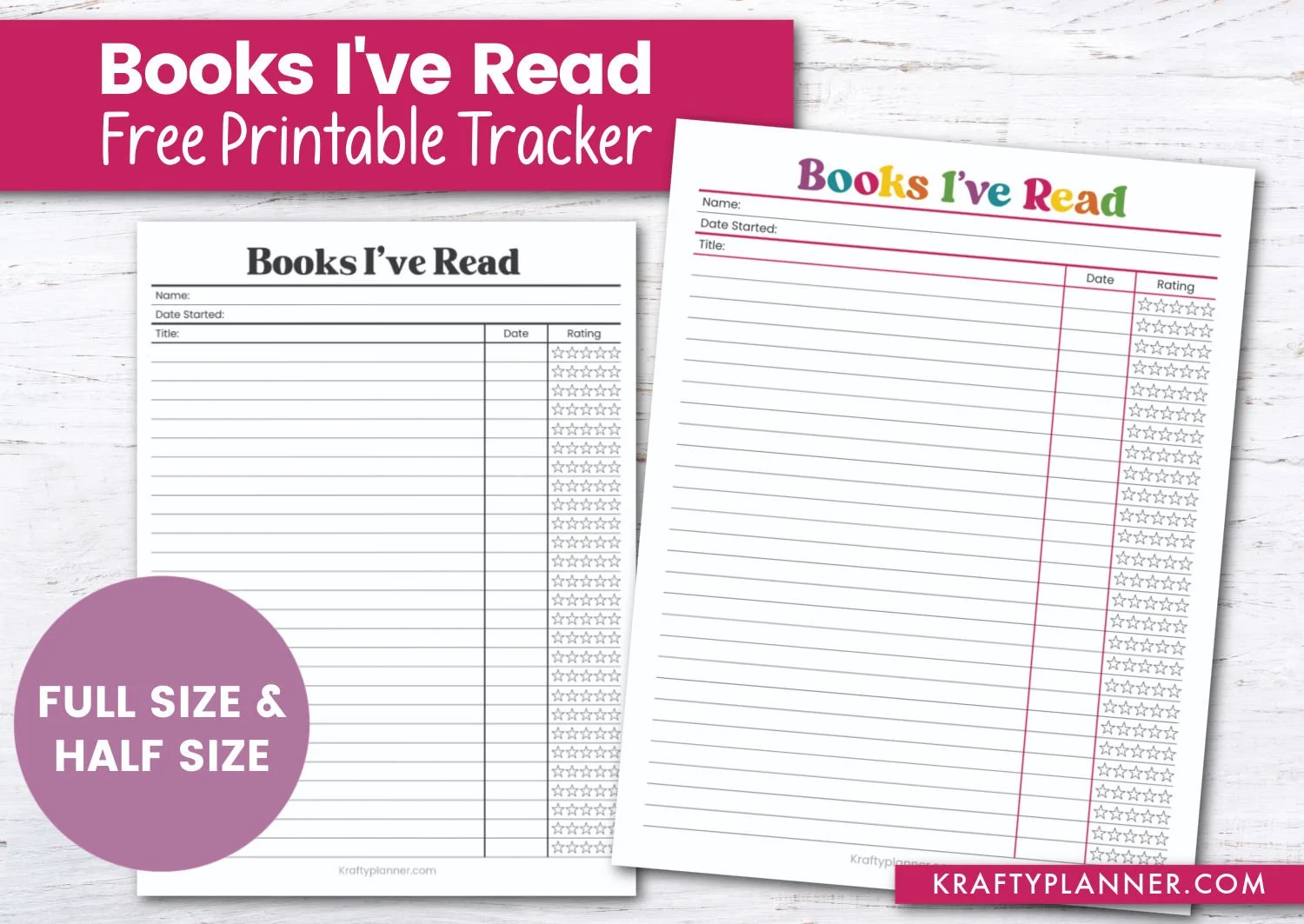 free printable books i've read tracker — krafty planner